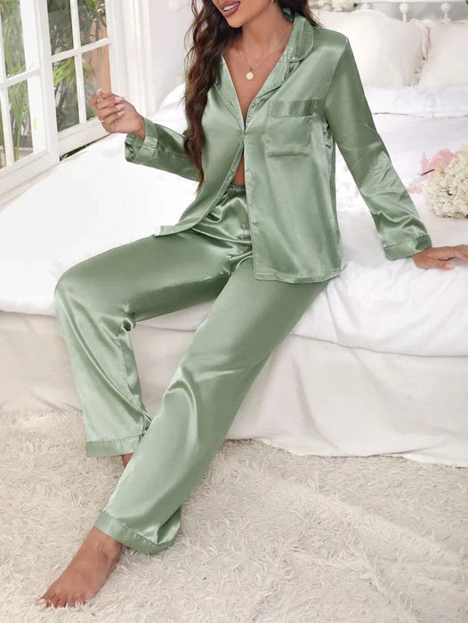 Contrast Satin Pajama Set – Elegant and Comfortable Pajama Set