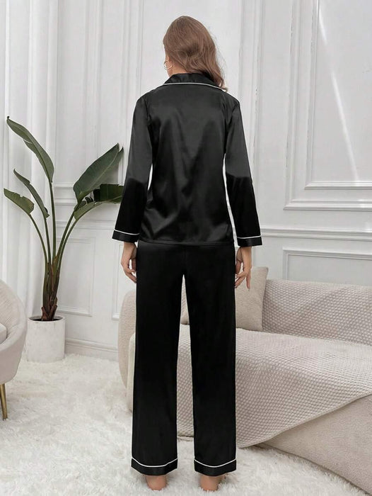Contrast Satin Pajama Set – Elegant and Comfortable Pajama Set