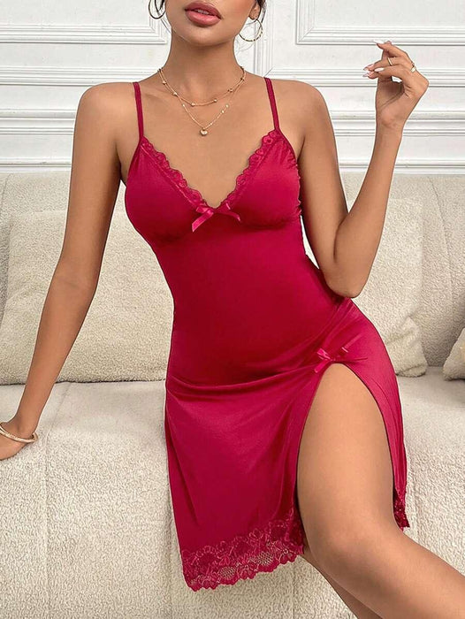 Lace Trim Sleepwear Dress – Elegant and Comfortable Lounge Dress