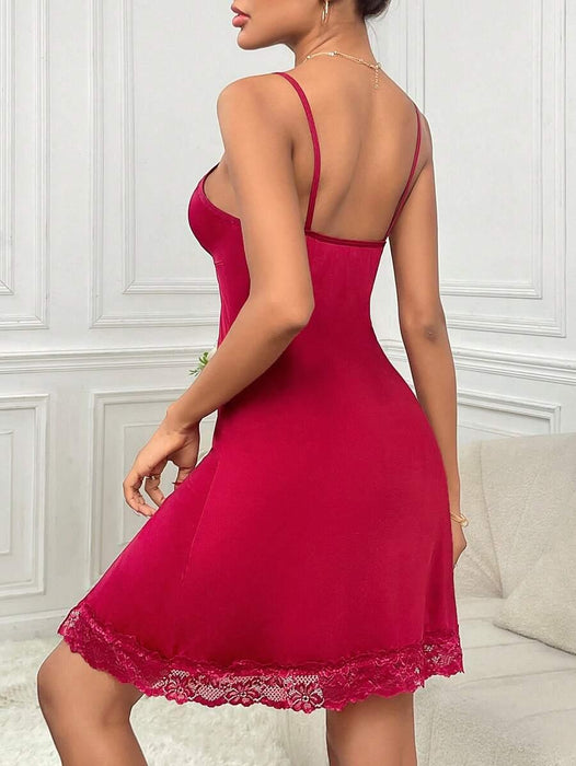 Lace Trim Sleepwear Dress – Elegant and Comfortable Lounge Dress