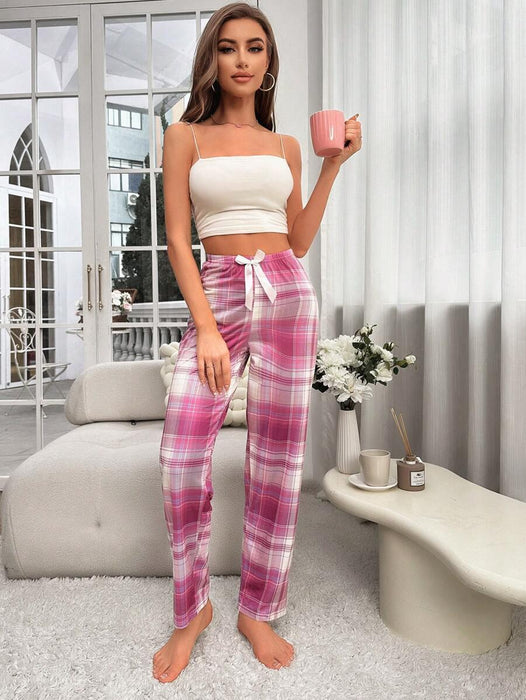 Drawstring Plaid Print Sleepwear – Lounge Pants for Every Season