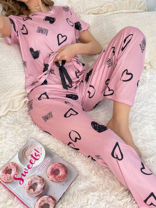 Cordate Printed Pajama Set – Comfortable Nightwear for Every Season