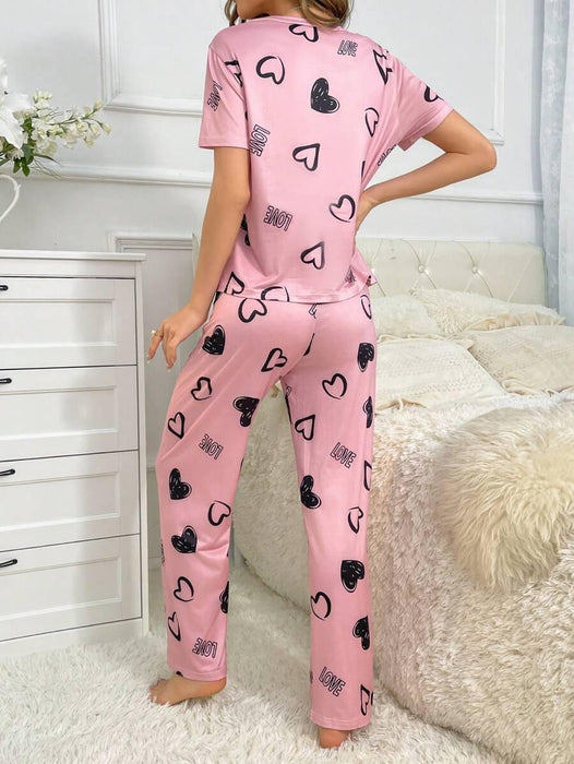Cordate Printed Pajama Set – Comfortable Nightwear for Every Season