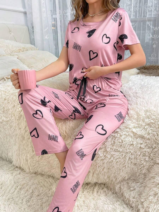 Cordate Printed Pajama Set – Comfortable Nightwear for Every Season