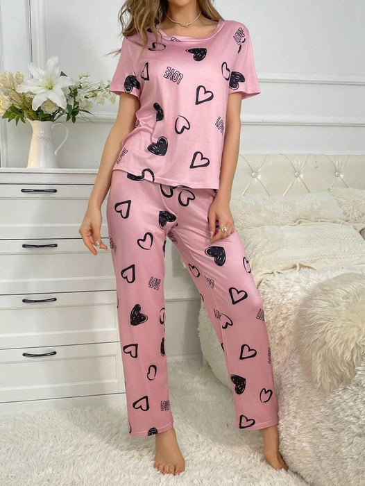 Cordate Printed Pajama Set – Comfortable Nightwear for Every Season