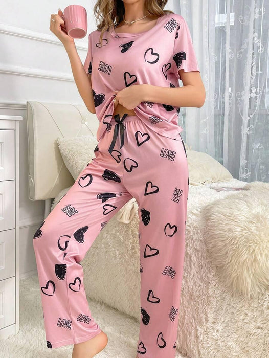 Cordate Printed Pajama Set – Comfortable Nightwear for Every Season