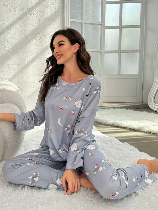 Moon Rainbow Pajama Set – Comfortable Sleepwear with Fun Design