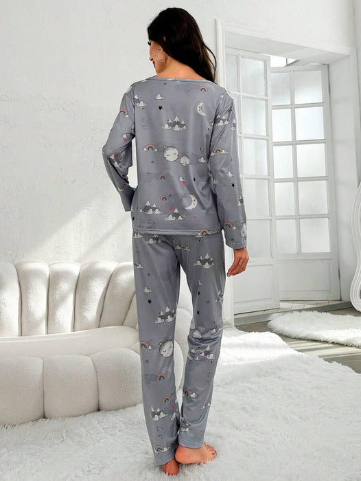 Moon Rainbow Pajama Set – Comfortable Sleepwear with Fun Design