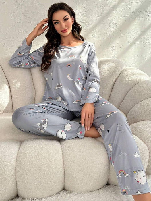 Moon Rainbow Pajama Set – Comfortable Sleepwear with Fun Design