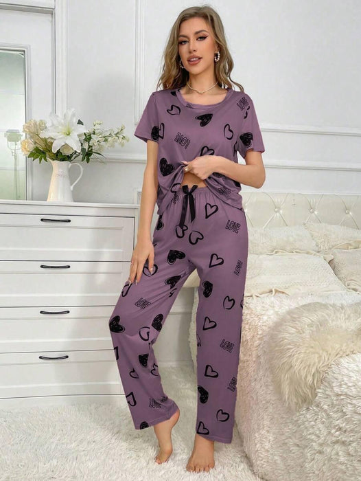 Cordate Printed Pajama Set – Comfortable Nightwear for Every Season