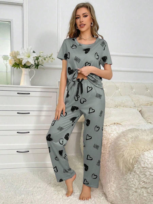 Cordate Printed Pajama Set – Comfortable Nightwear for Every Season