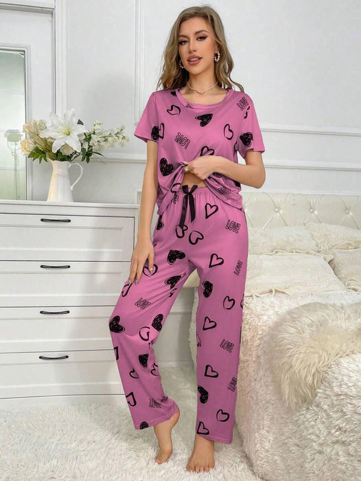 Cordate Printed Pajama Set – Comfortable Nightwear for Every Season
