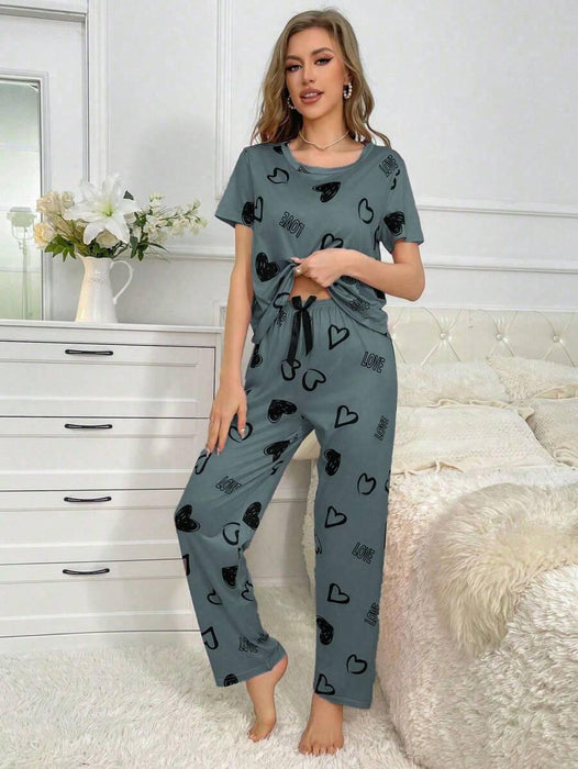 Cordate Printed Pajama Set – Comfortable Nightwear for Every Season