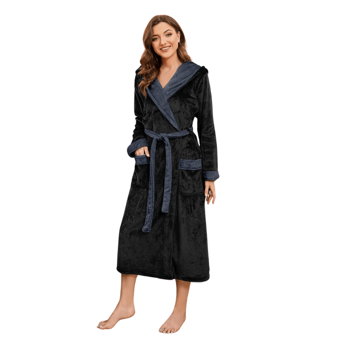 Long Hooded Fleece Bathrobe – Comfortable and Stylish Lounge Wear