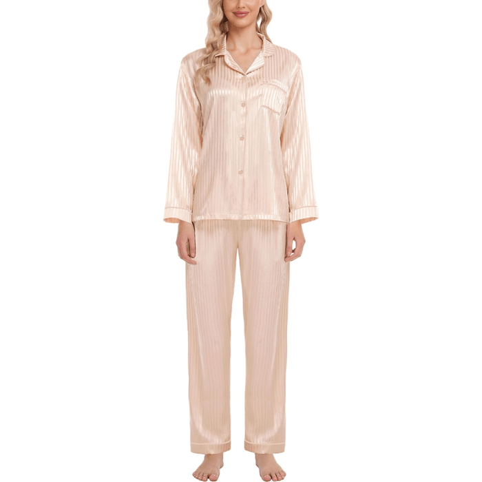 Striped Satin Pajama Set – Elegant and Comfortable Loungewear