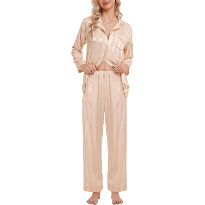 Striped Satin Pajama Set – Elegant and Comfortable Loungewear