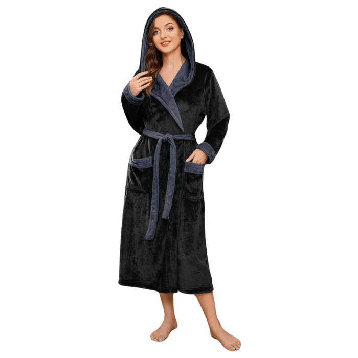 Long Hooded Fleece Bathrobe – Comfortable and Stylish Lounge Wear