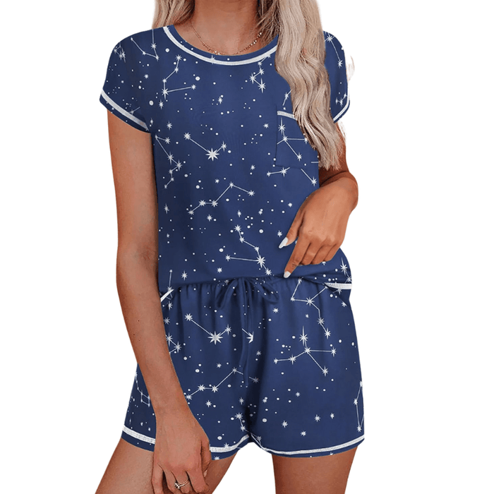 2 Piece Short Sleeve Matching Top And Shorts - Secret Slim Wear