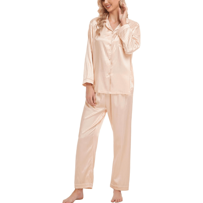 Striped Satin Pajama Set – Elegant and Comfortable Loungewear