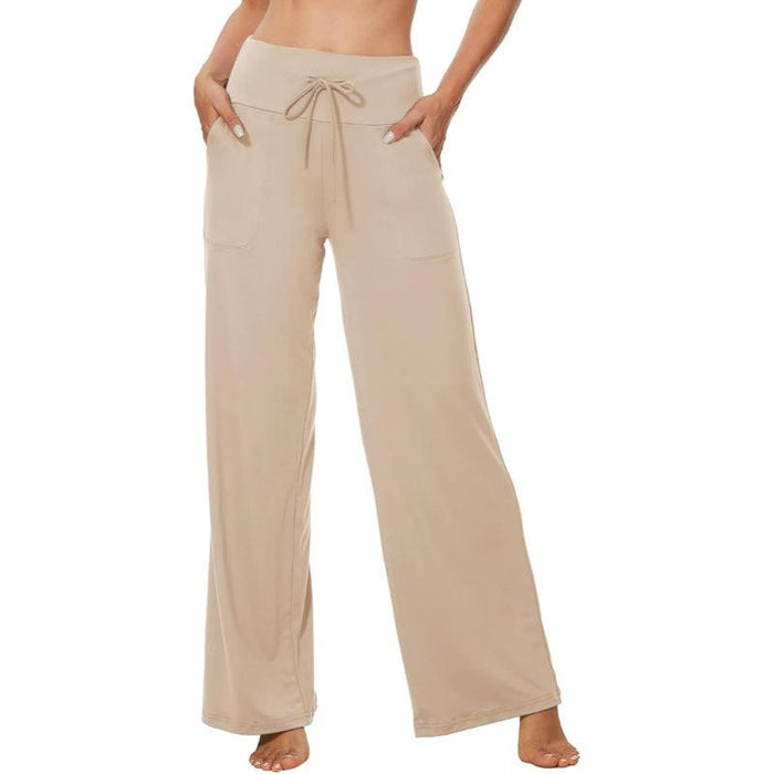 Casual Drawstring Pajama Pants With Pocket and Wide-Leg Fit