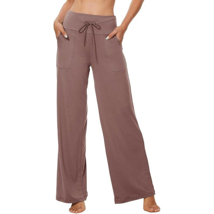 Casual Drawstring Pajama Pants With Pocket and Wide-Leg Fit