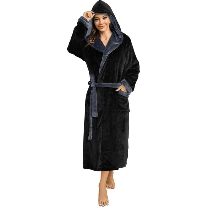Long Hooded Fleece Bathrobe – Comfortable and Stylish Lounge Wear