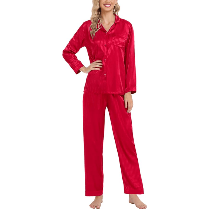Striped Satin Pajama Set – Elegant and Comfortable Loungewear