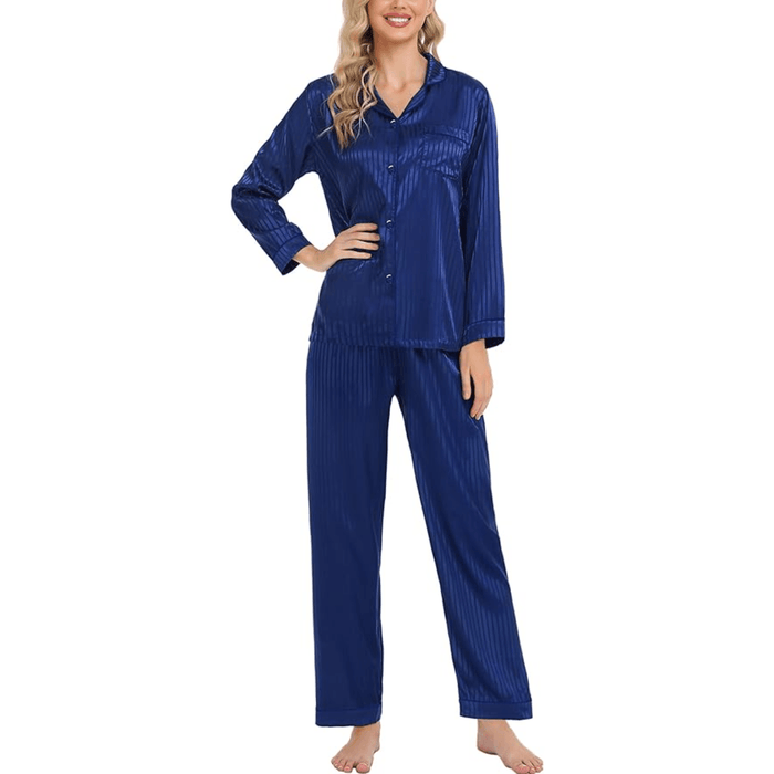 Striped Satin Pajama Set – Elegant and Comfortable Loungewear