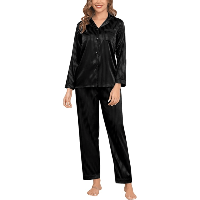Striped Satin Pajama Set – Elegant and Comfortable Loungewear