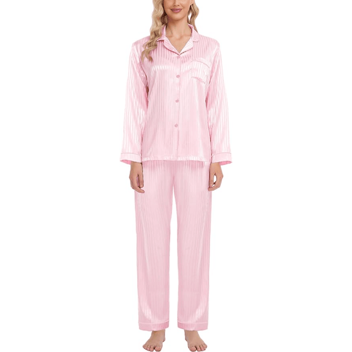 Striped Satin Pajama Set – Elegant and Comfortable Loungewear