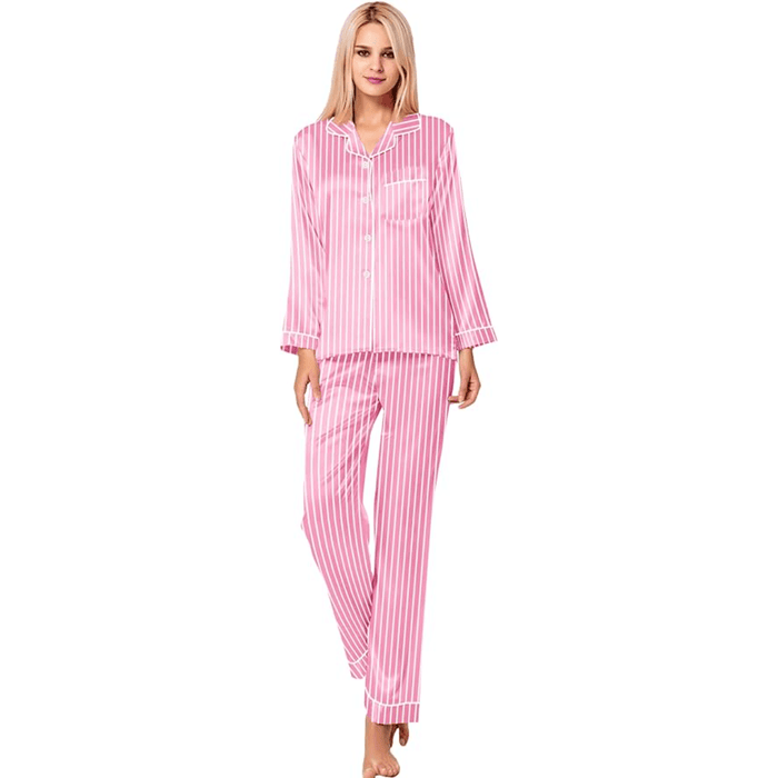 Striped Long Sleeve Pajama – Comfortable Satin Sleepwear