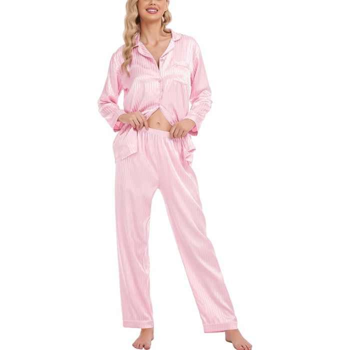 Striped Satin Pajama Set – Elegant and Comfortable Loungewear