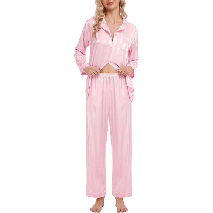 Striped Satin Pajama Set – Elegant and Comfortable Loungewear