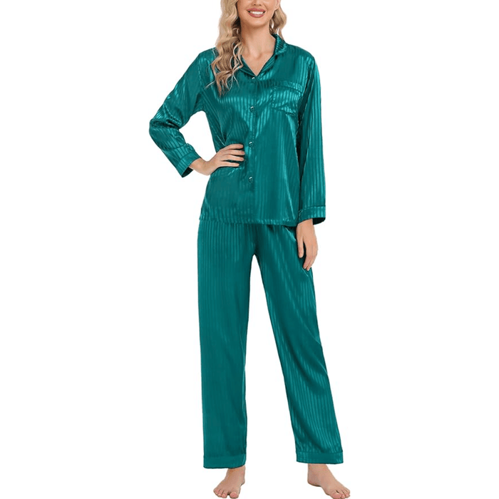 Striped Satin Pajama Set – Elegant and Comfortable Loungewear