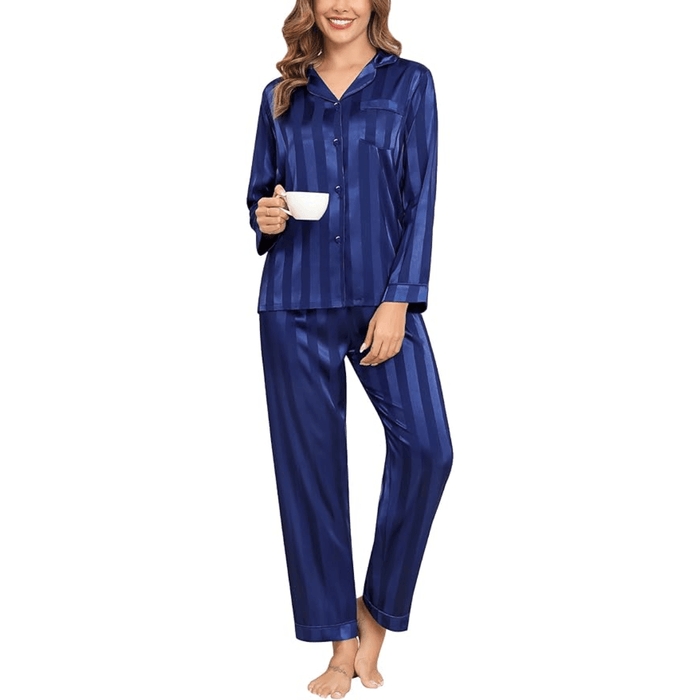 Striped Satin Pajama Set – Elegant and Comfortable Loungewear