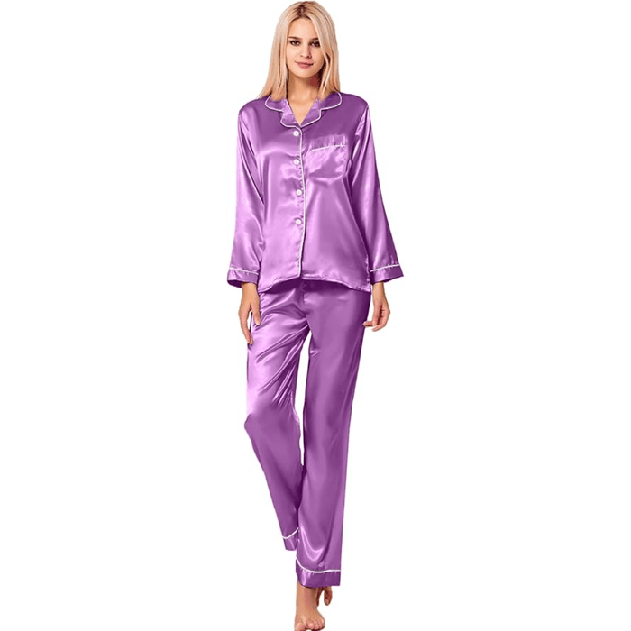 Long Sleeve Pajama Set –  Comfortable and Stylish Silk Satin Sleepwear
