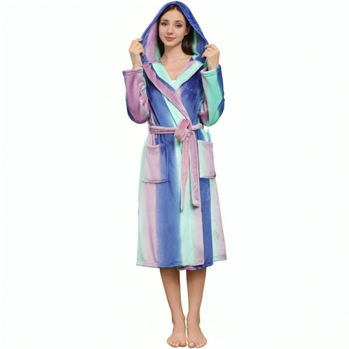 Long Hooded Fleece Bathrobe –  Warm and Comfortable Robe