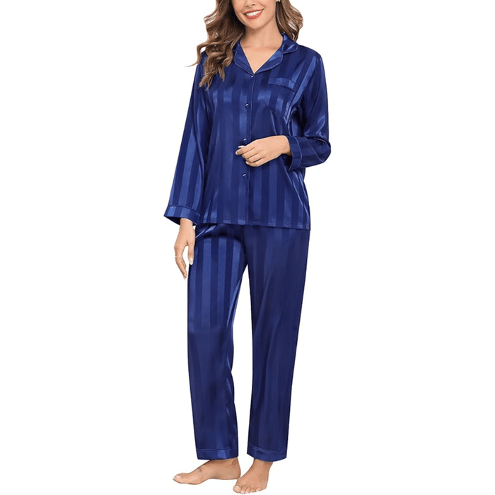 Striped Satin Pajama Set – Elegant and Comfortable Loungewear