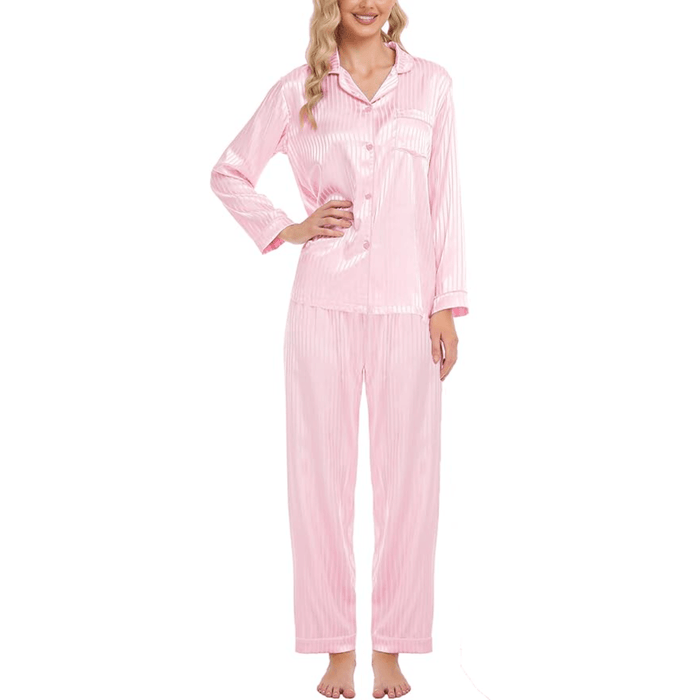Striped Satin Pajama Set – Elegant and Comfortable Loungewear