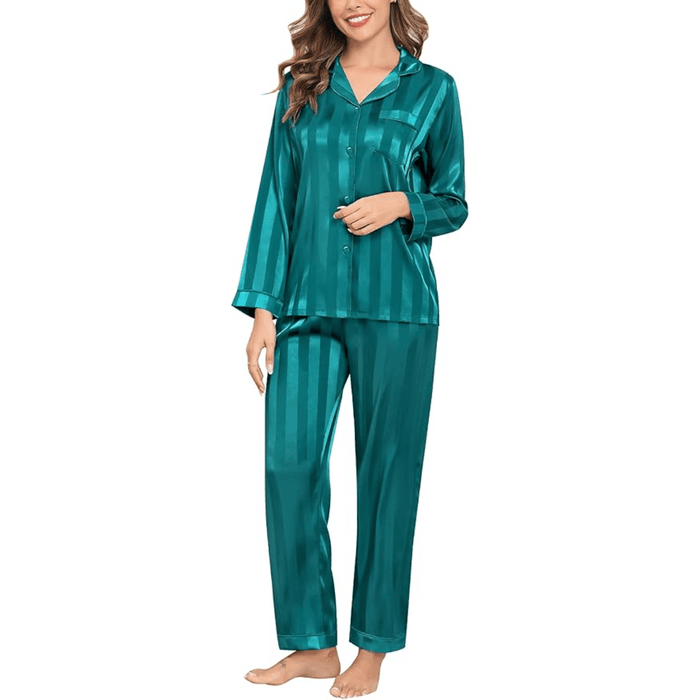 Striped Satin Pajama Set – Elegant and Comfortable Loungewear