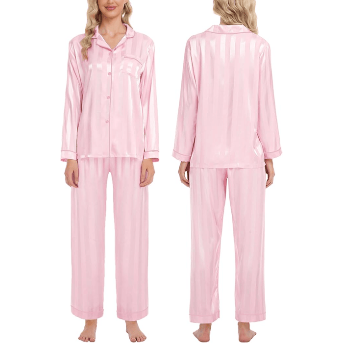 Striped Satin Pajama Set – Elegant and Comfortable Loungewear