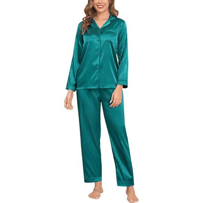 Striped Satin Pajama Set – Elegant and Comfortable Loungewear