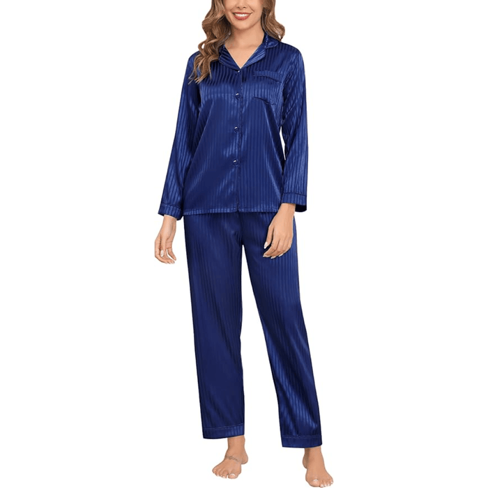 Striped Satin Pajama Set – Elegant and Comfortable Loungewear