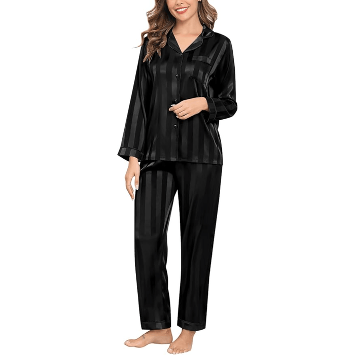Striped Satin Pajama Set – Elegant and Comfortable Loungewear