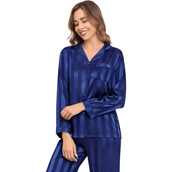 Striped Satin Pajama Set – Elegant and Comfortable Loungewear