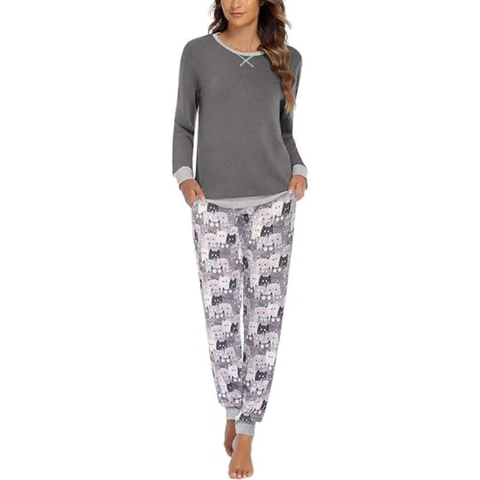Abstract Printed Pajama Set - Secret Slim Wear