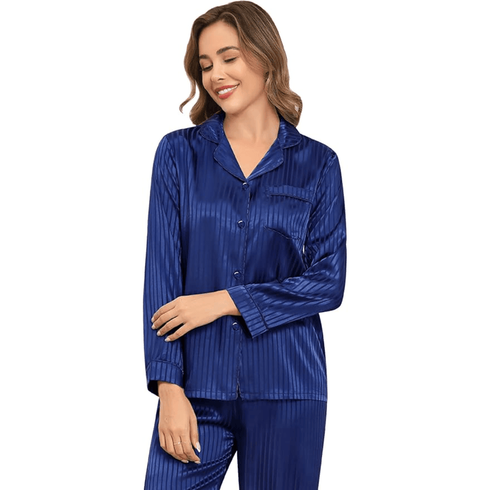 Striped Satin Pajama Set – Elegant and Comfortable Loungewear