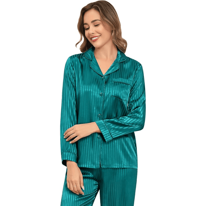 Striped Satin Pajama Set – Elegant and Comfortable Loungewear