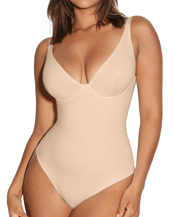 Deep V Neckline Thong Bodysuit