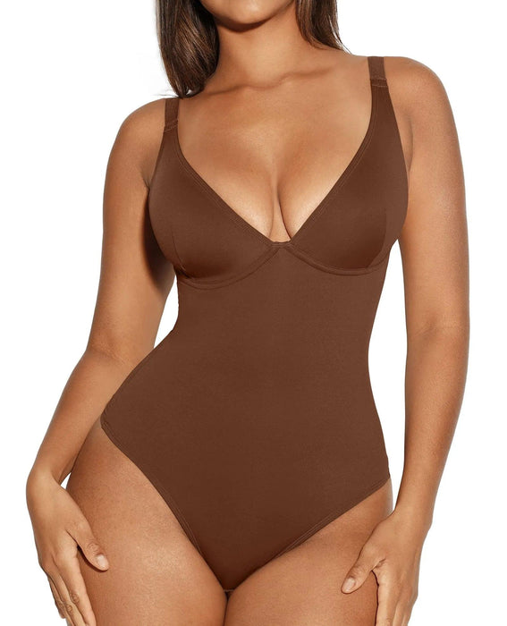 Deep V Neckline Thong Bodysuit